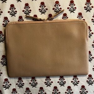 NWT Mark & Graham Blush Pink Tuscan Italian Leather Everyday Zipper Pouch